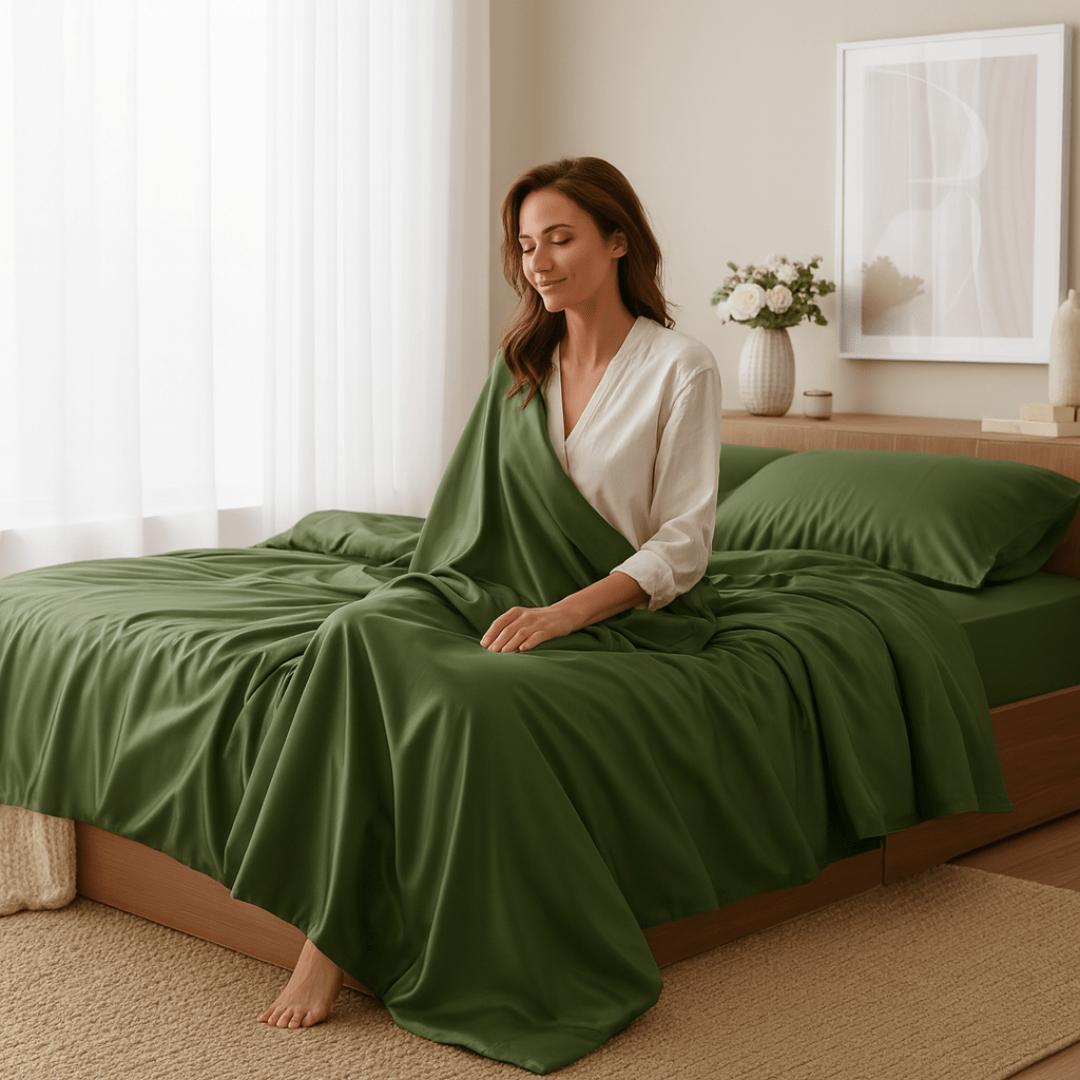 NOMA Lyocell Bettwäsche Set – Salbeigrün – 100% Lyocell, Kühlend & Hypoallergen